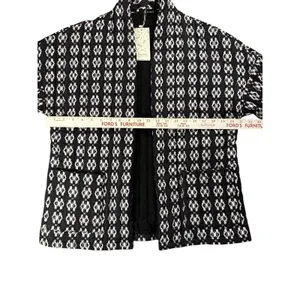 NWT Automet Quilted Open Front Jacket Black White Ikat‎ Small Boho thumbnail 6