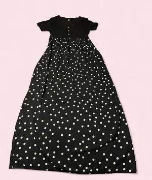 Source Unknown Black Maxi Dress with White Polka Dots thumbnail 1