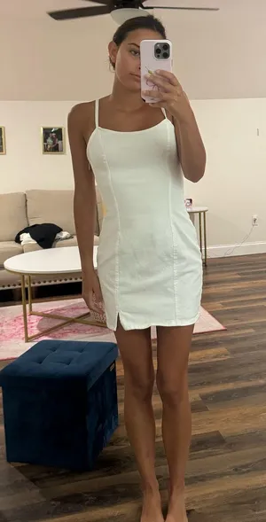 white h&m denim white dress thumbnail 1