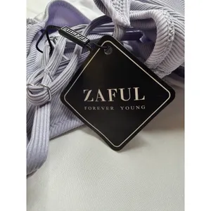 ZAFUL Womens Lavender Ribbed Tie Front High Waisted Two Piece Bikini Set Size S thumbnail 13