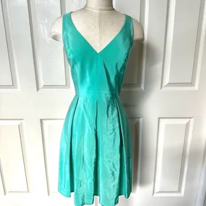 Amanda Uprichard silk green V neck sleeveless dress thumbnail 3