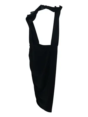 Norma Kamali Cross Halter Side Drape Black Gown Dress Size M NWT thumbnail 4