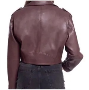 BLANKNYC burgundy leather moto jacket thumbnail 2
