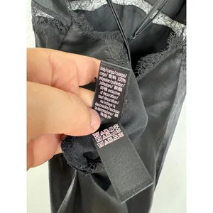 Victorias Secret Black Satin Lace Trim Slip Dress Nightgown Large thumbnail 4