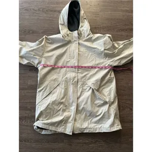 Outbrook Fleece Lined Rain Jacket Womens Medium Cream Hooded Utility Coat thumbnail 11