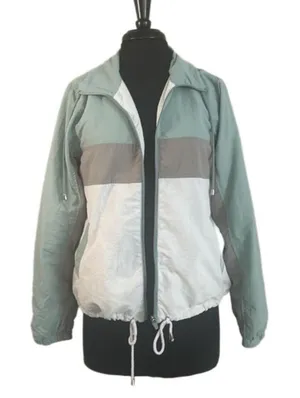 Athletic Collection by 26 International Colorblock Blue White Windbreaker Jacket thumbnail 1