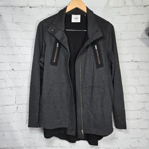 Cabi Charcoal Gray Mesh Back Jacket Womens Size Small Moto Style‎ 3184 thumbnail 3