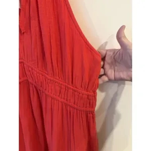 NWT Old Navy Fit & Flare Crinkle Gauze Tiered Maxi Dress Red Orange Bohemian thumbnail 4