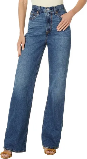 Levi's Premium Ribcage Wide Leg Jeans Size 24 Blue High Rise 90s Retro Denim thumbnail 1