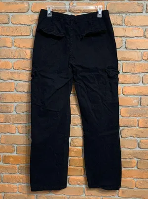 Zara Womens 8 Cargo Pants Black Wide Leg Utility Workwear Jeans Trouser Straight thumbnail 4