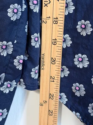 J. Crew Long Sleeve Perfect Button Down Shirt Floral Size 8 Navy Blue Top thumbnail 8