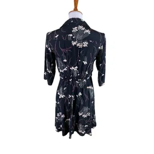 Ba&sh Kyle Black Floral Collared Shirt Dress French Girl Dark Academia 0 thumbnail 3