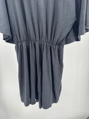 Z Supply Black Jumpsuit Romper deep V-neck faux wrap batwing sleeve M coverup thumbnail 5