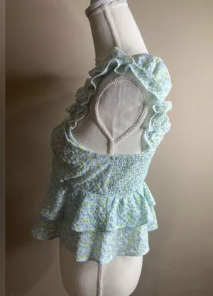 Lush small ruffle peplum top thumbnail 6