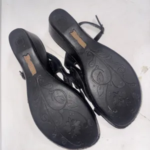 Born Leather Classic Minimalist Boho Wedge Heel Black Strappy Sandals Size 9 thumbnail 9