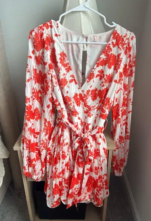 Boutique Floral Romper Red thumbnail 2