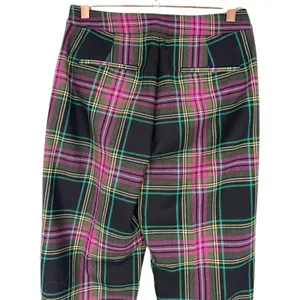 NWT J.Crew Kate Straight Leg Pants Pink Stewart‎ Tartan Plaid Wool Blend Size 0 thumbnail 8