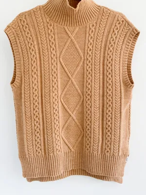 Vero Moda Tan Cable Knit Sleeveless Sweater Vest thumbnail 2