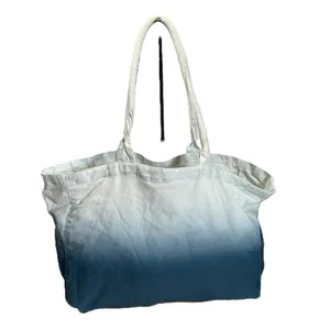 Athleta Tote Bag Blue Ombre Large Cotton Canvas Shopping Bag 19x13 Athleisure thumbnail 4