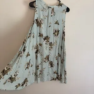 Free People Floral Tree Swing Tunic Dress‎ Keyhole Neck Sleeveless Short Mint S thumbnail 7