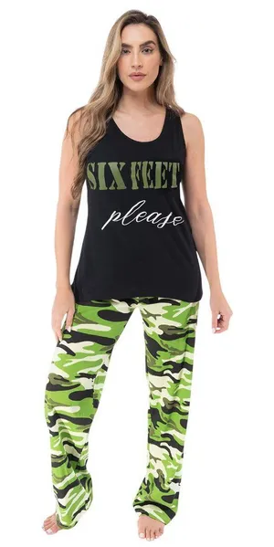NWT Just Love Sleepwear Tank and Pajama Pants Set 92278971 Camouflage Black M thumbnail 1