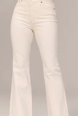 Abercrombie & Fitch Off-White Flare Jeans thumbnail 1