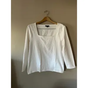 J Crew White Square Neck Long Sleeve Top Size Large thumbnail 2