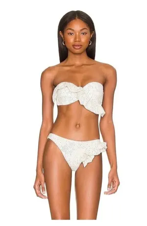 CHIO Ruffle Bikini Top in Silver Medium New Bandeau Strapless Tube thumbnail 1