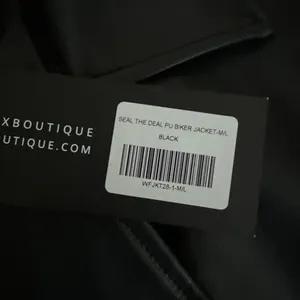 White Fox Biker Jacket Faux leather Seal The Deal Size M/L Black thumbnail 2