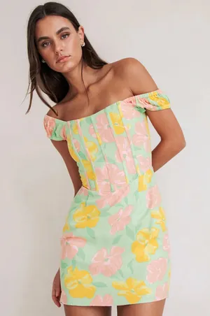 Sabo Skirt Tillie Mini Dress in Rose Fill Green Size Large US 8 thumbnail 1