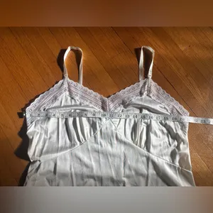 Vintage White Lace Nylon Tricot Slip, Size 44 (Modern XL) thumbnail 5