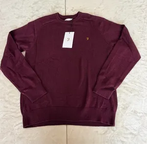 Farah Men's Burgundy Crewneck Sweater thumbnail 1