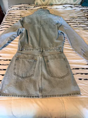 GREY LAB Light Blue Denim Shirt Dress with Chest Pockets thumbnail 5