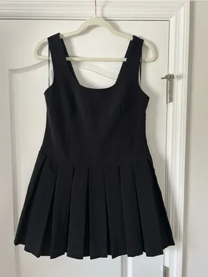English Factory Classic Black U-Neck Pleated Sleeveless Tank Mini Dress thumbnail 2