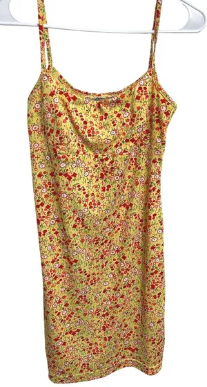Vintage Y2K All That‎ Jazz Yellow Ditsy Floral Slip Mini Dress M Fairy Girly thumbnail 1