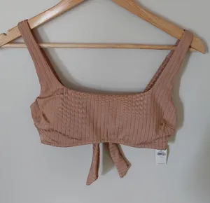 Aerie Tan Ribbed Crop Top Size M thumbnail 1