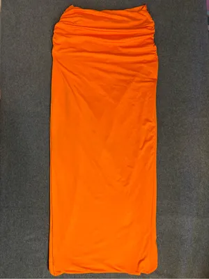 Womens Sarong Vibrant Orange Thigh High Slit Maxi Skirt Size S thumbnail 2