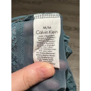 Calvin Klein Womens Sheer Mesh Lace Trim Chemise Nightgown Teal Green Sz Medium thumbnail 3