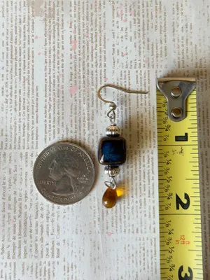 Handmade ceramic cube & Czech teardrop chic boho retro vintage style dangle earrings thumbnail 6