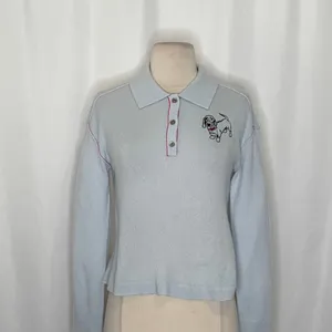 Anthropologie PILCRO The Jensen‎ Cashmere Crop Polo Sweater Soft Sea Dog X-Small thumbnail 3