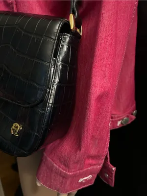 Etienne Aigner Vintage Black Croc-Embossed Leather Shoulder Bag Handbag thumbnail 7