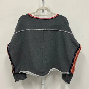 Natural Life Knit Trim Sweatshirt Top Boho Oversized Boxy‎ Heather Gray L/XL thumbnail 3