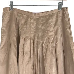 Max Azria Collection Pleated Silk Blend Flare Skirt Taupe Bronze Neutral Size 4 thumbnail 3