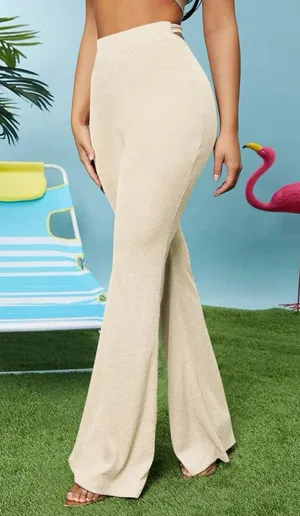Cut Out Waist Tan Flare Pants thumbnail 3