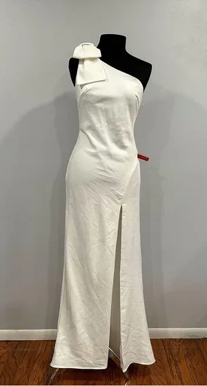 Mac Duggal 26665 Bow One Shoulder Evening Gown White 2 NWOT thumbnail 1
