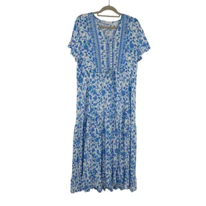 R Vivimos Tiered Peasant Dress Sz XL 16/18 Boho Cottagecore Paisley Euro Summer thumbnail 2