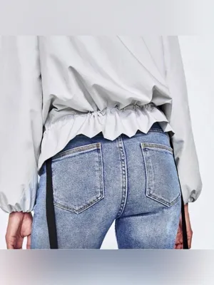 Zara Light Gray drawstring tie front peplum  Bomber windbreaker Jacket thumbnail 8