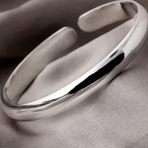 925 Sterling Silver Cuff Woman Bracelet Polishing Silver Bangle Bracelet thumbnail 3
