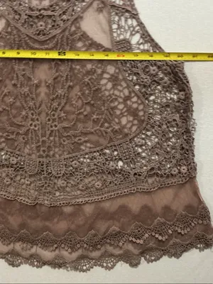 Delicate Crochet Lace Racerback Bandeau - Brown thumbnail 3