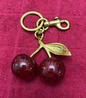 Cherry gold tone keychain Red thumbnail 1
